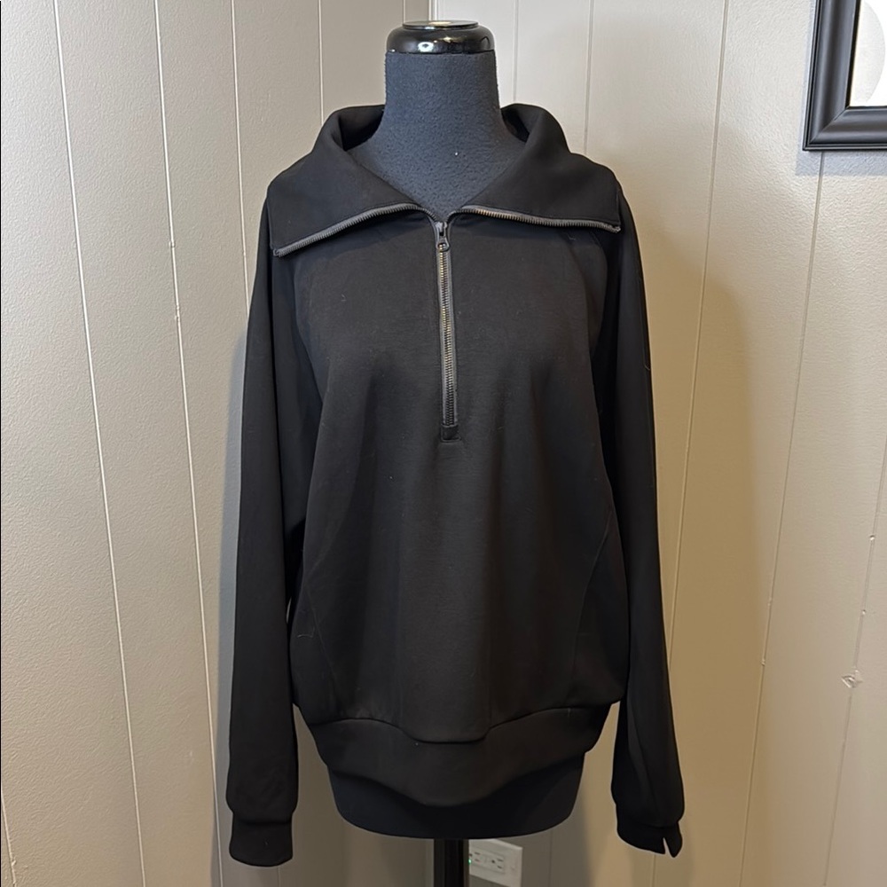 B7 Anrabess Women's Large Black Half-Zip Turtleneck Sweater